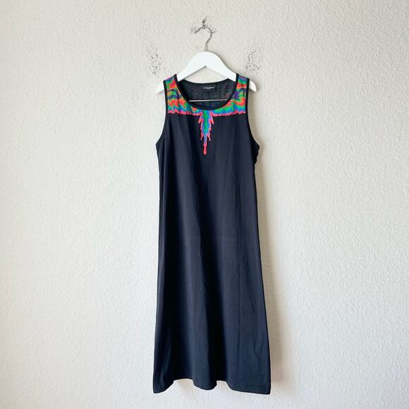 MARCELO BURLON Tank Dress Black Graphic Maxi Cotton Goth Minimalist - Picture 1 of 11